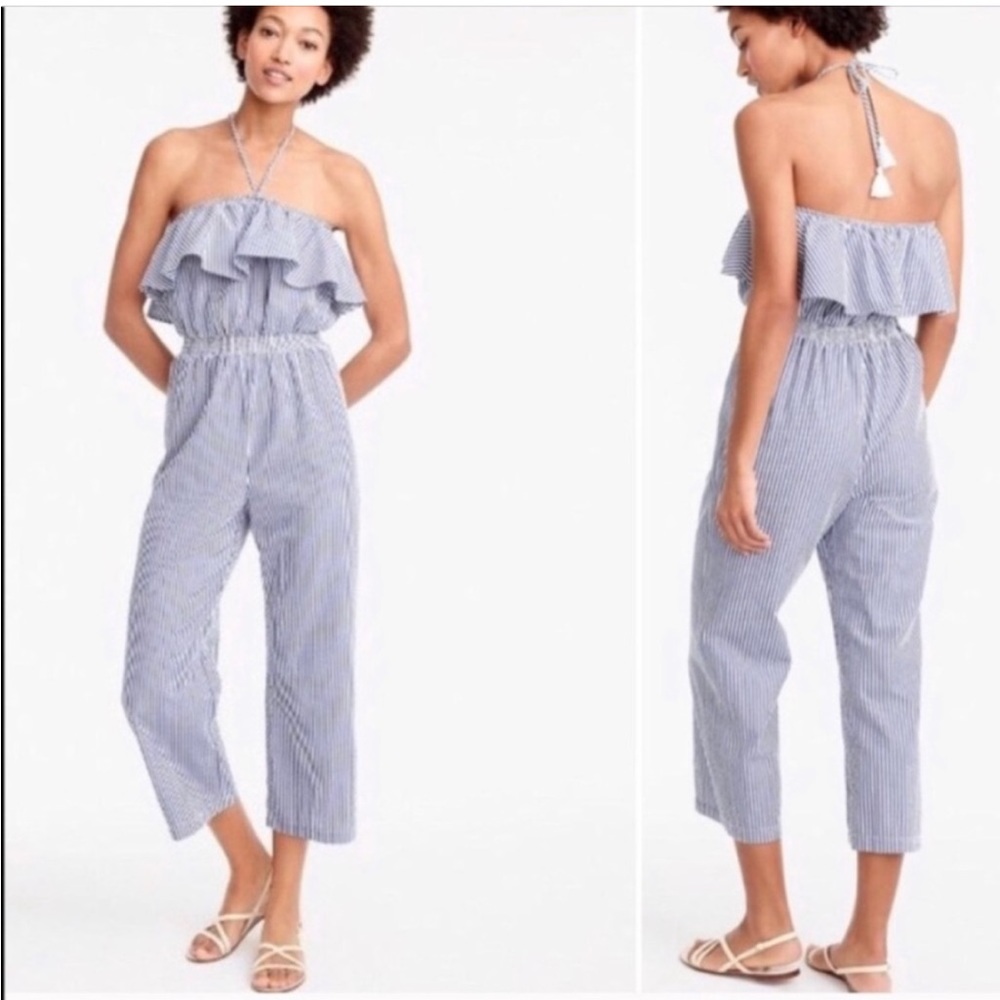 J crew seersuckers sucker extra small jumpsuit